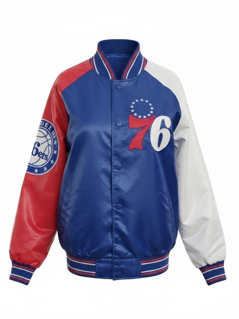 Philadelphia 67ers Varsity Satin Jacket Medium Basketball LeBron James - Picture 2 of 6